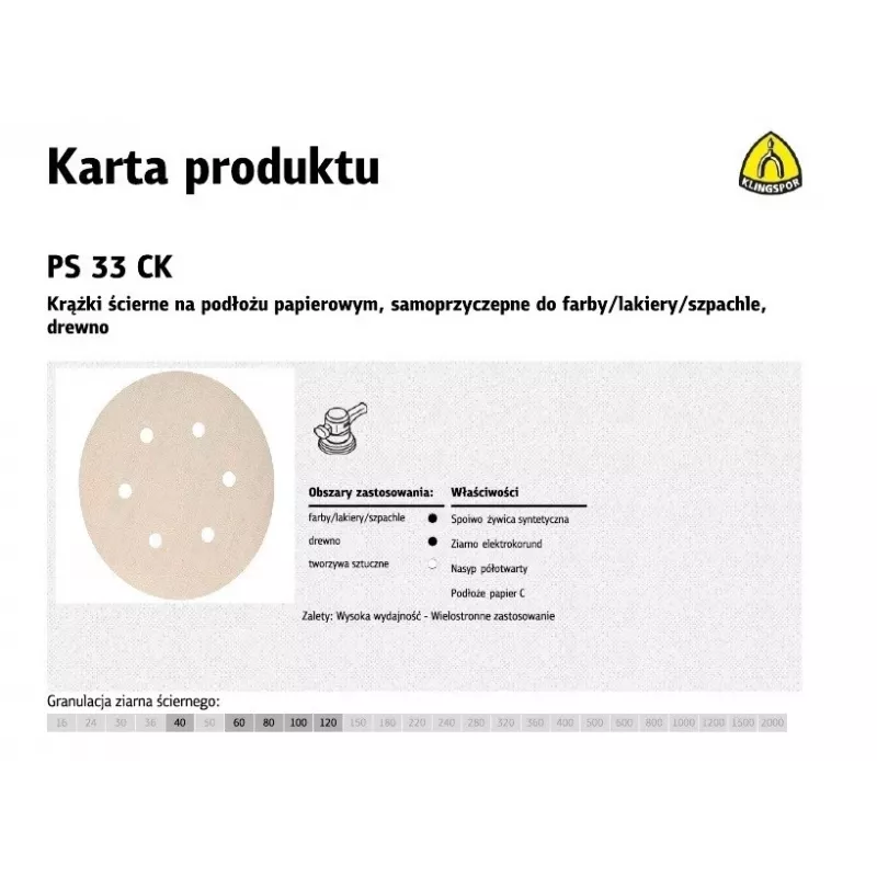 KRAUSE KLINGSPOR PS 33 CK 150 mm P60 GLS3 Multi-Hole Slīpēšanas diski, 100 gab.