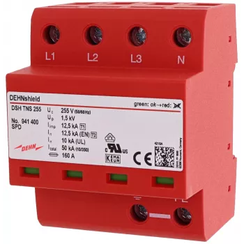 DEHN DSH TNS 255 1+2 tipa kombinētais pārsprieguma aizsargs TN-S sistēmām