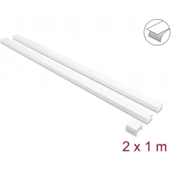 Delock pašlīmējošs kabeļu kanāls ar bīdāmu vāku 40 x 19 mm, savienotājgabals, 1 m, 2 gab., balts