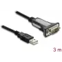 Delock USB 2.0 Type-A uz RS-232 seriālā adaptera kabelis ar DB9 vīrišķo savienotāju un skrūvēm, 3 m