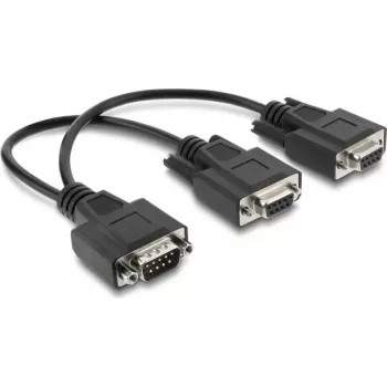 Delock Y-splitter kabelis D-Sub 9 vīrišķais uz 2 x sievišķajiem ar skrūvēm 25 cm