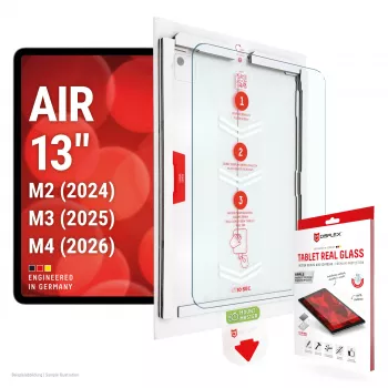 DISPLEX Tablet Real Glass ekrāna aizsargs iPad Air 13 (2024/2025/2026) - rūdīts stikls, 9H cietība, ultra-caurspīdīgs