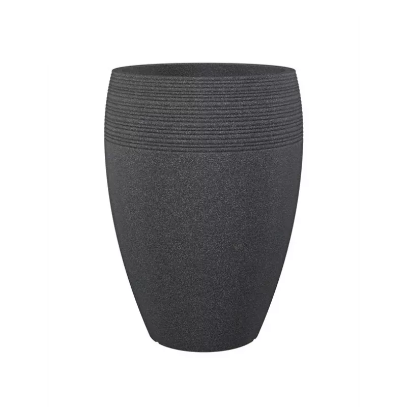 Emsa Landhaus puķu pods 283/65 Black-Granite D47 – 47 cm apaļš stādītājs, 38 L, UV un sala izturīgs, iekštelpām/ārā