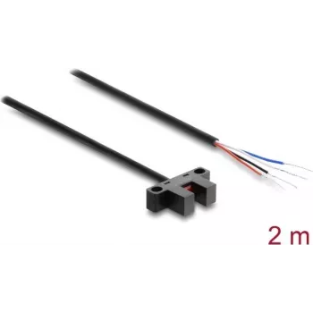 Delock 5 mm dakšveida gaismas barjera, tips K, ar 4 atvērtiem kabeļa galiem, NPN, gaisma/tumsa pārslēdzama, 2 m