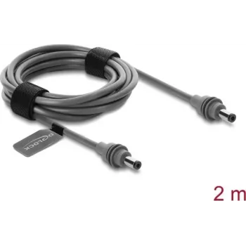 Delock DC 5.5 x 2.1 mm vīriešu uz DC 5.5 x 2.1 mm vīriešu strāvas kabelis Starlink Mini, 2 m pelēks