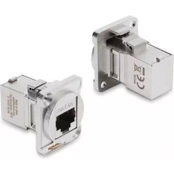 Delock D-Type modulis RJ45 sieviete uz sievieti 90° leņķa Cat.6A sudraba