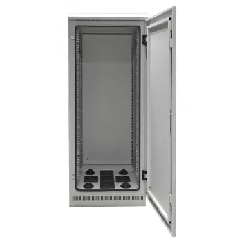 EFB Elektronik 19 collu tīkla skapis 24U 600x600 IP55 ar saliktu pamatni, gaiši pelēks RAL 7035