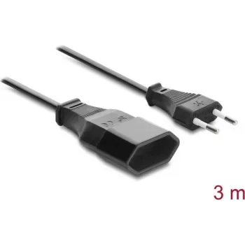 Delock Europlug pagarinātājs CEE 7/16 vīrietis uz sievieti 2 x 0,75 mm², 3 m, melns