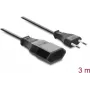 Delock Europlug pagarinātājs CEE 7/16 vīrietis uz sievieti 2 x 0,75 mm², 3 m, melns