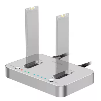 LogiLink USB 3.2 Gen2 dokstacija, 2 sloti, M.2 NVMe SSD, klonēšanas funkcija