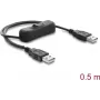Delock USB barošanas kabelis Type-A vīrietis-vīrietis ar slēdzi 0,5 m