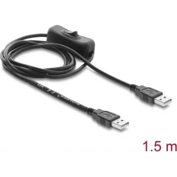 Delock USB barošanas kabelis Type-A vīrietis-vīrietis ar slēdzi 1,5 m