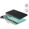 Delock PCI Express 5.0 x16 karte uz 4 x iekšējo NVMe M.2 Key M ar radiatoru - Bifurkācija