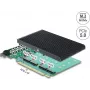 Delock PCI Express 5.0 x16 karte uz 4 x iekšējo NVMe M.2 Key M ar radiatoru - Bifurkācija