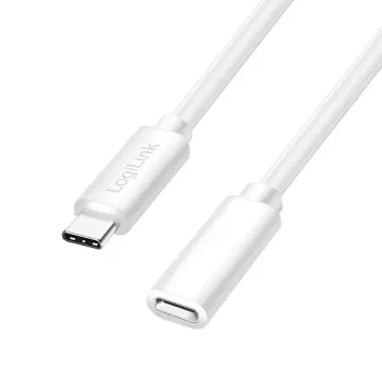 LogiLink USB 2.0 Type-C pagarinātājkabelis, C/M uz C/F, 480 Mbps, 60W, balts, 3 m