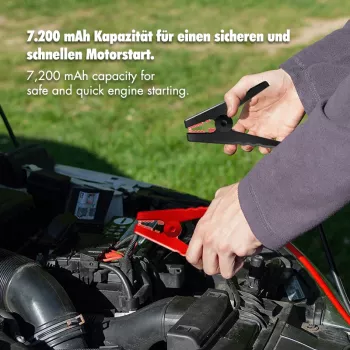 LogiLink PA0358 4-in-1 automašīnas palaišanas ierīce ar gaisa kompresoru, 7200 mAh, 200A starta strāva, LED lukturītis