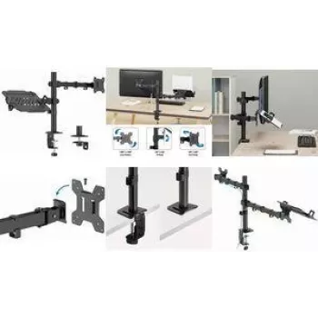LogiLink BP0220 Monitora un klēpjdatora galda stiprinājums, 17 collas-32 collas, 10kg monitors, 9kg klēpjdators, melns