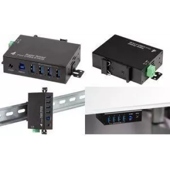 LogiLink USB 3.0 Industrial 4-Port Metal Hub ar DIN sliedes stiprinājumu