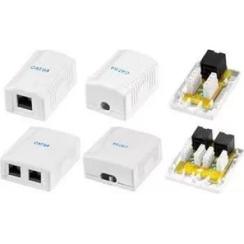 LogiLink Cat.6A virsmas montāžas kārba ar 1 RJ45 portu, balta (RAL 9003)