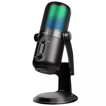 LogiLink USB kondensatora mikrofons ar RGB apgaismojumu, kardioīds/omnidirekcionāls, 20 Hz - 20 kHz, melns (HS0059)