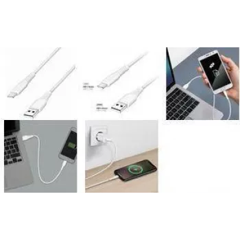 LogiLink CU0255 USB 2.0 kabelis, USB-A uz USB-C, 3 m, balts, 480 Mbps, datu un uzlādes