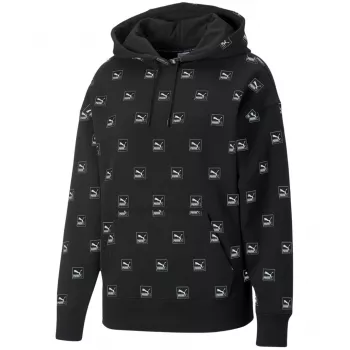 PUMA Brand Love AOP Hoodie FL Melns 535706 01 Vīriešu Relaxed Fit All-Over Print Pullover