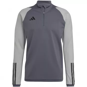 adidas Tiro 23 Competition treniņu tops vīriešiem Team Grey Four pieguļošs ar ceturtdaļas rāvējslēdzēju un garām piedurknēm AEROREADY no pārstrādāta poliestera HU1316