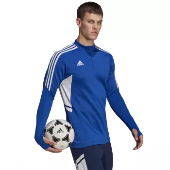 adidas Condivo 22 Training vīriešu sporta krekls ar rāvējslēdzēju 1/2, zils-balts HA6271