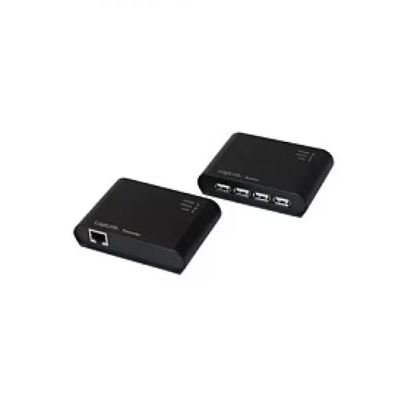 LogiLink USB 2.0 Cat.5 pagarinātājs ar 4 portu centrmezglu, 50 m, melns