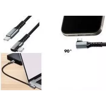 LogiLink USB 3.2 Gen 1 USB-C uz USB-C kabelis, 90° leņķa, 2 m, melns/pelēks, 5 Gbps, 60W PD, 4K video