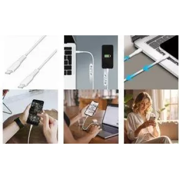 LogiLink CU0265 USB 2.0 Type-C kabelis, 3 m, balts, 480 Mbps, 60W uzlāde