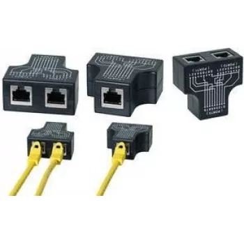 LogiLink RJ45 Portu Dublētājs, T-Adapteris, 1x RJ45 Sieviešu uz 2x RJ45 Sieviešu, 10/100 BaseT, Melns (MP0137)