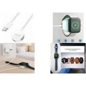 LogiLink PA0379 Induktīvais uzlādes kabelis Apple Watch, balts, 1 m