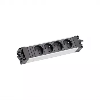 Bachmann STEP ALU 6x UTE GST18 France – 6 kontaktligzdu alumīnija strāvas sadalītājs ar GST18 ieeju, 230V/16A, 3680W, sudraba/melna