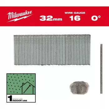 Milwaukee 16 Gauge 25 mm taisnas apdares naglas M18 FN16GS (5000 gab. iepakojums)