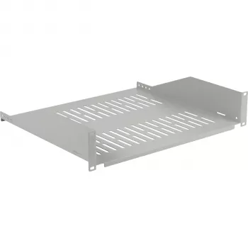EFB ELEKTRONIK 19 inch 2U fiksēts plaukts, 400 mm dziļums, 22 kg slodze, gaiši pelēks RAL 7035