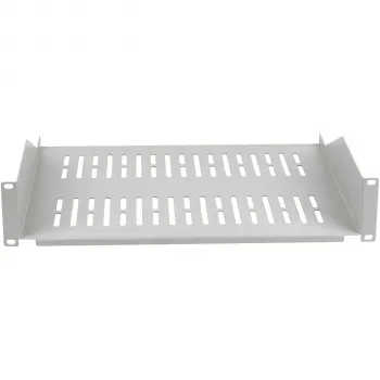 EFB ELEKTRONIK 19 inch 2U fiksēts plaukts, 400 mm dziļums, 22 kg slodze, gaiši pelēks RAL 7035