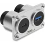 Delock Dual Panel Mount USB 3.2 Gen 1 Type-A Female + USB 3.2 Gen 2 Type-C Female ar 100 W Power Delivery, sudraba