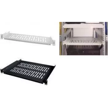 LogiLink 19 collu fiksēts plaukts 1U, 300 mm dziļš, melns RAL 9005, tērauds, maks. 15 kg