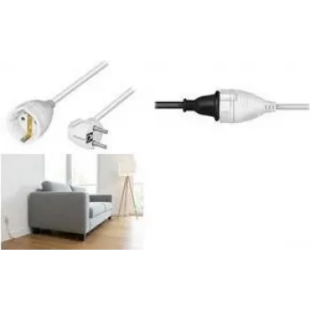 LogiLink pagarinātājs CEE 7/7 leņķa spraudnis uz CEE 7/3, 10 m, balts