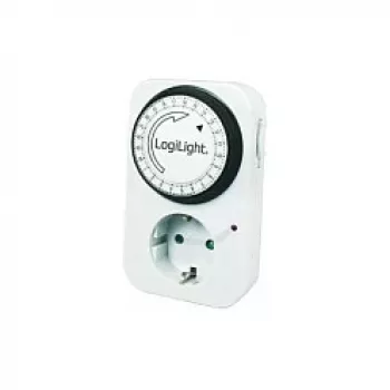 LogiLink Mehāniskais taimeru slēdzis ET0001, ikdienas programmējams, 16A/3680W, 230V, F tipa Schuko, balts