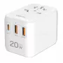LogiLink PA0356 USB-A/C ceļojumu lādētājs 20W GaN 3 portu balts