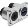 Delock Dual Panel Mount Socket USB 5 Gbps Type-A Female + RJ45 Female Cat.6 Sudraba