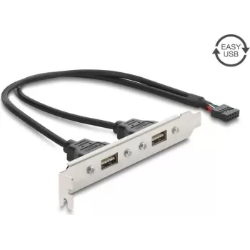 Delock USB 2.0 Slot Bracket ar 2 x EASY USB Type-A portiem