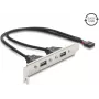 Delock USB 2.0 Slot Bracket ar 2 x EASY USB Type-A portiem
