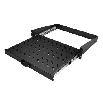 LogiLink 19 collu konsoles plaukts 2U, izvelkams, 350 mm dziļš, 30 kg slodze, melns