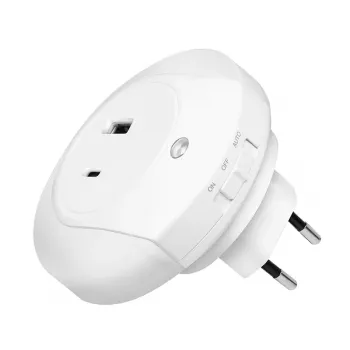 LogiLink LED nakts gaisma ar krēslas sensoru, 1x USB-A un 1x USB-C, 18W kopējā jauda