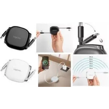 LogiLink CU0500 USB-C uz USB-C ievelkamais kabelis, USB 2.0, 480 Mbps, 60W, 1 m, melns
