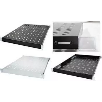 LogiLink 19 inch regulējams plaukts 1U 350mm dziļš gaiši pelēks SF0600G