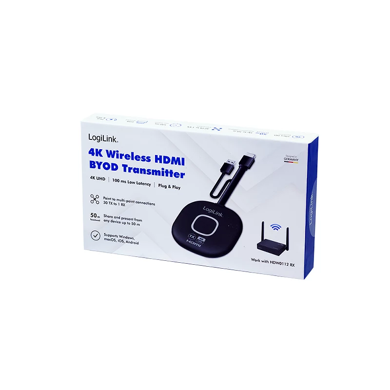 LogiLink Wireless HDMI BYOD raidītājs HDW0112, 1080p@60Hz, 50m darbības rādiuss, Plug & Play